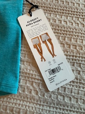 NWT - Alo Alosoft Aura Short - Bright Aqua Heather - Size Small