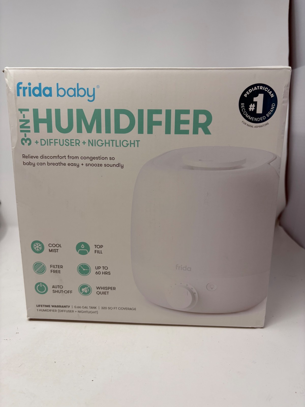 Diffuser Nightlight Cool Mist White Top Fill Quiet