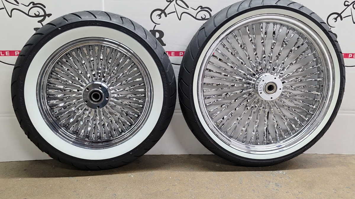 DNA 52 Cali Twisted Spoke 21F 16R Wheels Rotors Tire Harley