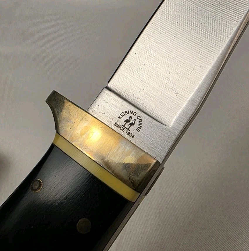 Raro cuchillo de hoja fija de acero inoxidable con funda Kissing Crane KC5083 Foto 3 de 4