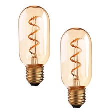 LED Bulb 4W E26 Bulb Warm White 2700K Amber Edison Bulb dimmable AC Tubular 2PK