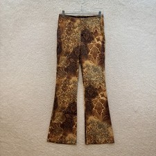 90s Y2K Vintage Bootcut Flare Pants 4 26 Brown Pattern 70s Boho Hippie Festival