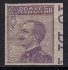 REGNO 1908 MICHETTI 50 CENTESIMI VARIETA' NON DENTELLATO N.85e G.O MH*