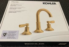 Paces 8" Widespread Faucet Lever Handles in Vibrant Brushed Moderne Brass