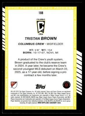 2025 Topps Chrome MLS Purple Wave Tristan Brown RC 11/75 #188 | eBay