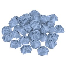 50Pcs Artificial Flowers Roses Heads Satin Rose Fabric Flowers Light Blue