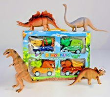 Jumbo Dinosaur Toys Set - 4 Friction Power Dino Trucks  4 PCS Large Dinosaurs