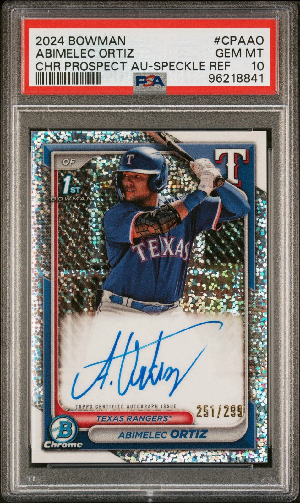 2024 1st Bowman Chrome Abimelec Ortiz /299 * Speckle Refractor Auto * PSA 10