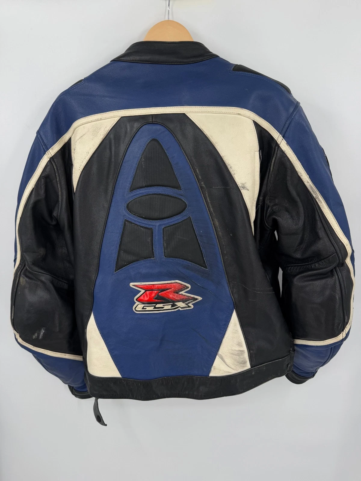 AGV Sport Suzuki GSXR Leather Motorcycle Jacket Blue Black White Mens Size 46 - product detail image 6