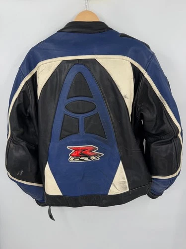 AGV Sport Suzuki GSXR Leather Motorcycle Jacket Blue Black White Mens Size 46 image 6