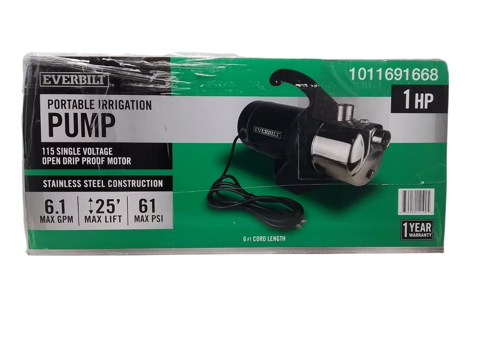 EVERBILT HD60SS 1 HP Stainless Steel Lawn Irrigation Pump USED - Image 2 of 4