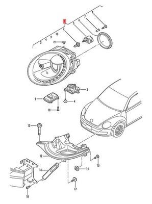 Genuine VW Beetle Gas Discharge Headlight With Led Modules Left