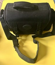 VTG Ambico Black Padded Canvas Lg Camera /Camcorder Bag Shoulder Strap 5 Pockets