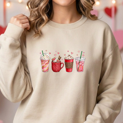 Valentines Iced Coffee Lover Sweatshirt Cute Hot Chocolate Lover Gift