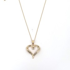 10k Yellow Gold Diamond Heart Pendant Necklace - 18" C31020732 