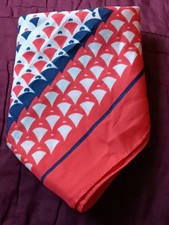 Vintage Scarf Italian 1970s Mademoiselle Red White Blue Patriotic Italy