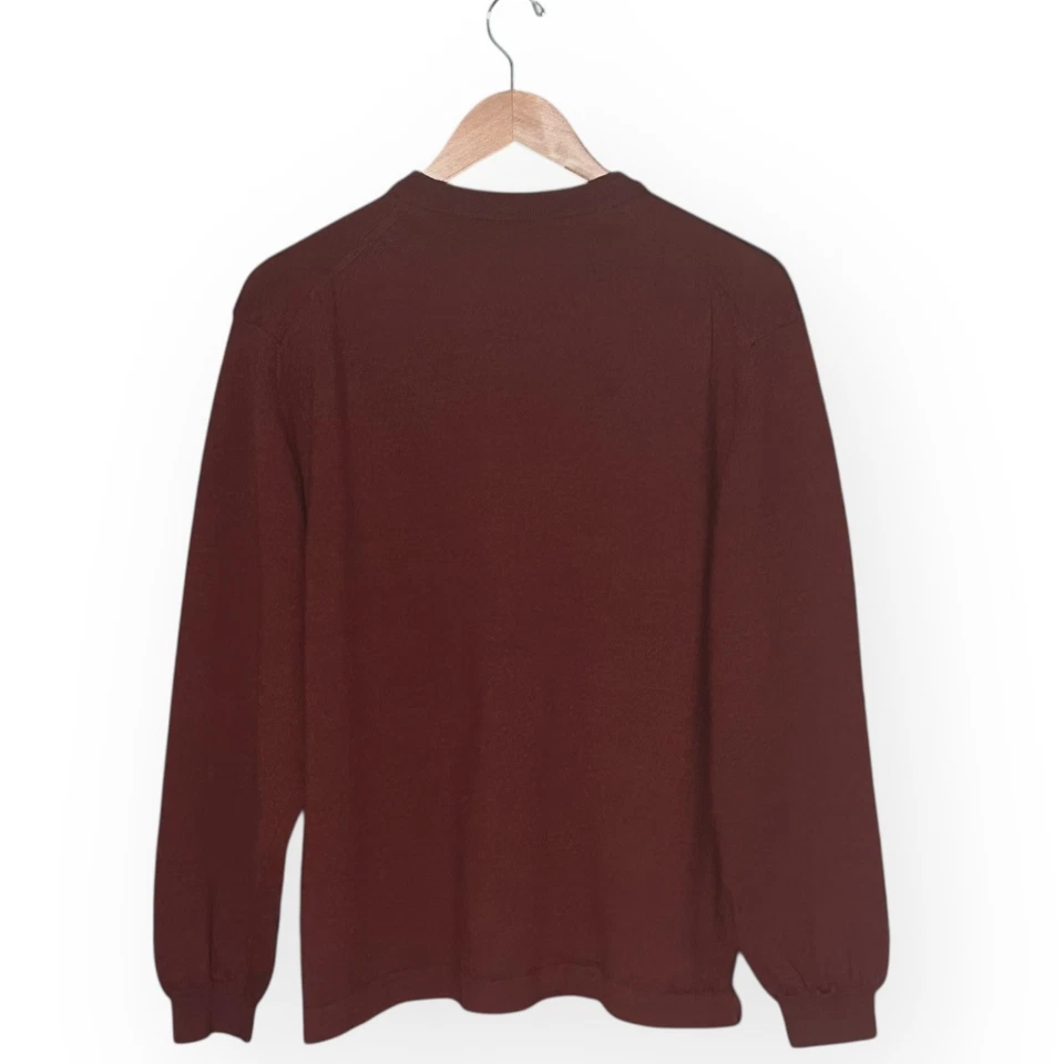 Vintage TOSCANO Made In Italy 100% Merino Wool Luxury Sweater VNeck Burgundy Red - Image 3 of 4