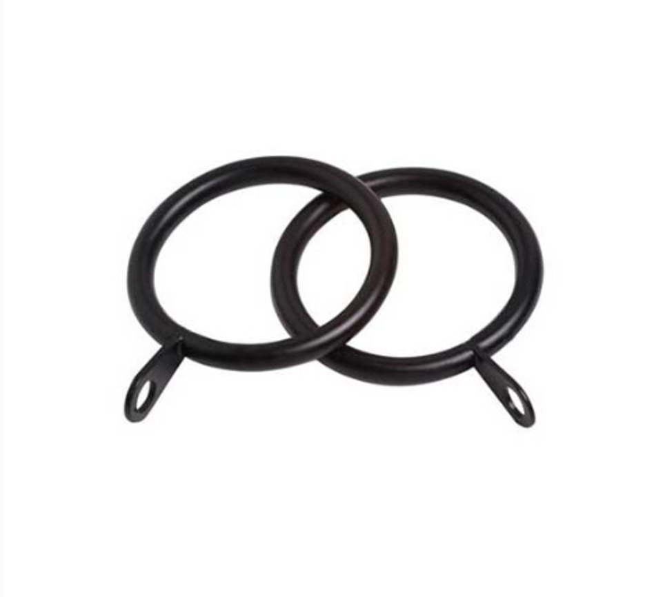 8 Black Curtain Pole Rings Speedy Pristine for 25-28mm Metal Rods Ring Loops Eye