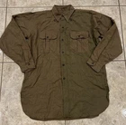 Vtg 40s Mens 15 Monarch Overall Co. WW2 Field Shirt Green Wool Military WWII