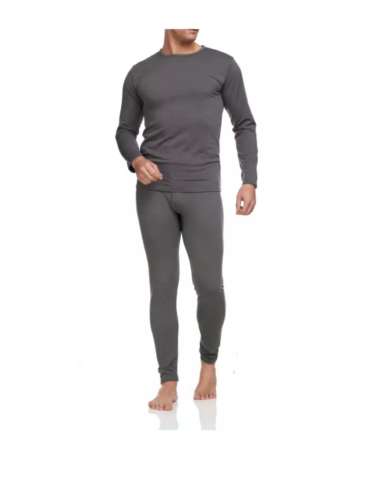 US ARMY MENS WINTER ULTRA-SOFT TOP & BOTTOM LONG UNDERWEAR SET - L - CHARCOAL