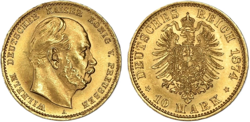 PRACHTEXEMPLAR - 10 Mark GOLD - Preußen - Kaiser Wilhelm I. - 1874 A - TOP - Bild 3 von 4