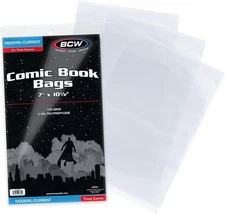 BCW Thick Current/Modern Comic Bags - 100 Ct | Acid-Free Modern Comic Bags for C