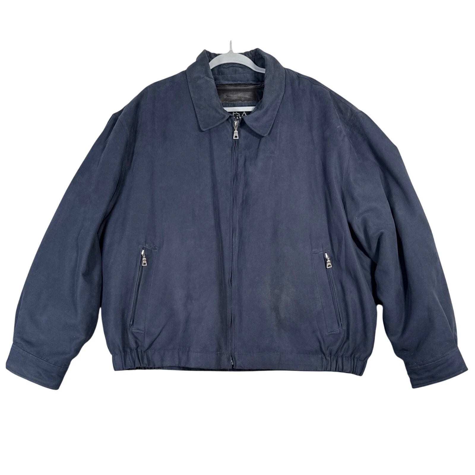 Jos A Bank Mens XXL Bomber Sportcoat Jacket Blue Plaid Removable Lining Outdoor
