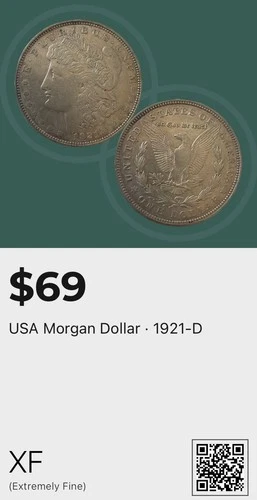 Morgan Dollar $1 1921-D Denver XF Extremely Fine Circulated Uncertified US Coin
