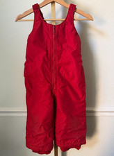 Vintage Lands End Red Snow Pants Bib Overalls Unisex Size 5/6 Adjustable Winter