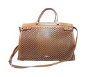 FURLA Brown Leather Perforated Shoulder Tote Bag 2WAY with Adjustable Strap