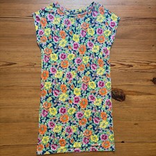 Ralph Lauren blue pink floral short sleeve modal dress SIZE S