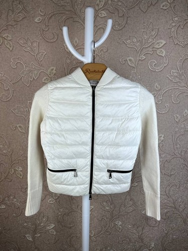 Moncler Womens Puffer Nylon Panelling Wool Zip Cardigan Black Size XS SHRUNK
