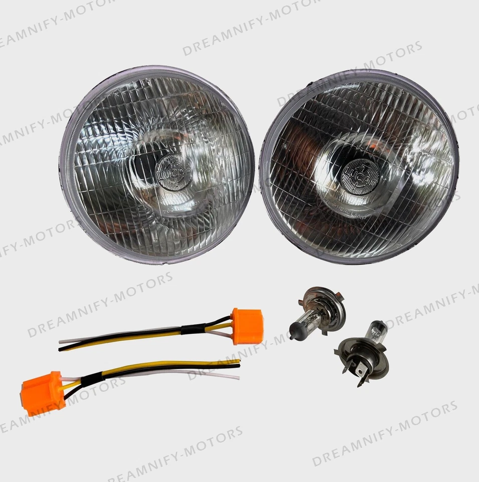 2 faros Lucas 700 7" pulgadas 12V lámpara de conversión H4 bombilla halógena soporte de 3 pines Foto 4 de 4