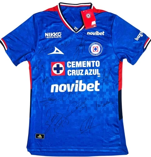2026 Cruz Azul Mexico team signed Pirma home soccer jersey rare with REAL PROOF