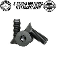 6-32 X 38 Flat Head Socket Cap Screws Grade 8 Steel Black Oxide Qty 100