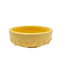 Vintage McCoy Yellow Shallow Bowl Bulb Planter Wave Knob Design MCM