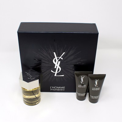 YVES SAINT LAURENT L'HOMME 3 PIECE GIFT SET EAU DE TOILETTE SPRAY 100ML N/P (D)