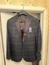 Stafford Tuxedo Jacket Mens 40REG Short Classic Fit Green Blue Black Watch