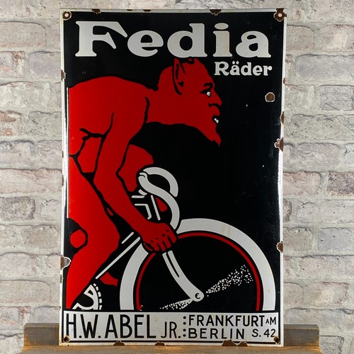 FEDIA Emailschild 23,6x15,7" (60x40cm) groß Retro Oldtimer Motorrad Garage Deko