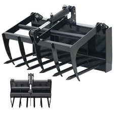CREWORKS Hydraulic Fork Root Grapple Bucket Attachment for Mini Skid Steer 38in
