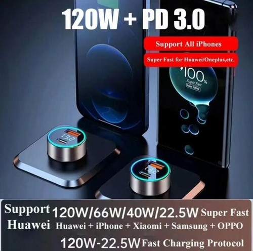 140W ✔Auto schnell Ladegerät USB+PD für IPhone Samsung Huawei Zigarettenanzünder - Bild 2 von 7