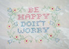 Stamped Cross Stitch Fabric Sampler Be Happy Linen Bucilla 63535