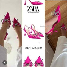 ZARA Embellished bow heeded slingbacks 2200/210