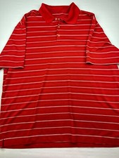 Nike Golf Men's Size XL Red Striped Short Sleeve Dri Fit 1/4 Button Polo Shirt