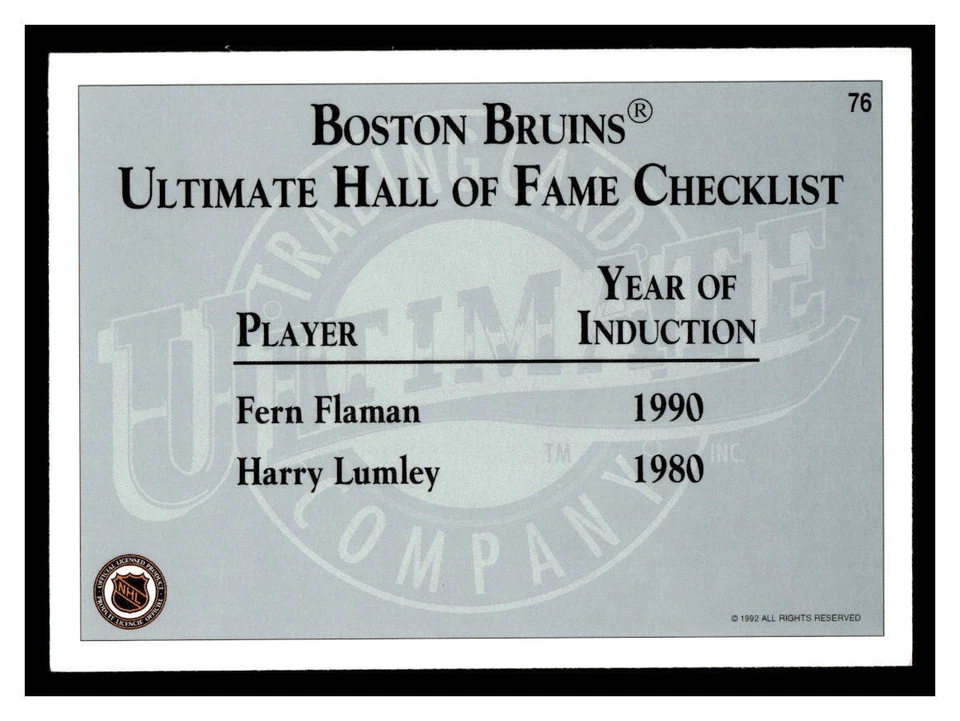 1991 Ultimate Original 6 #76 Fern Flaman - Boston Bruins - Image 2 of 2