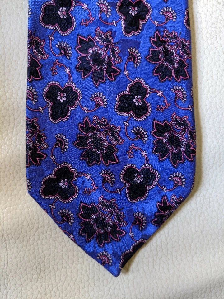 STEFANO RICCI 花卉粉色紫色蓝色丝绸领带 60 — 第 3/4 张图片