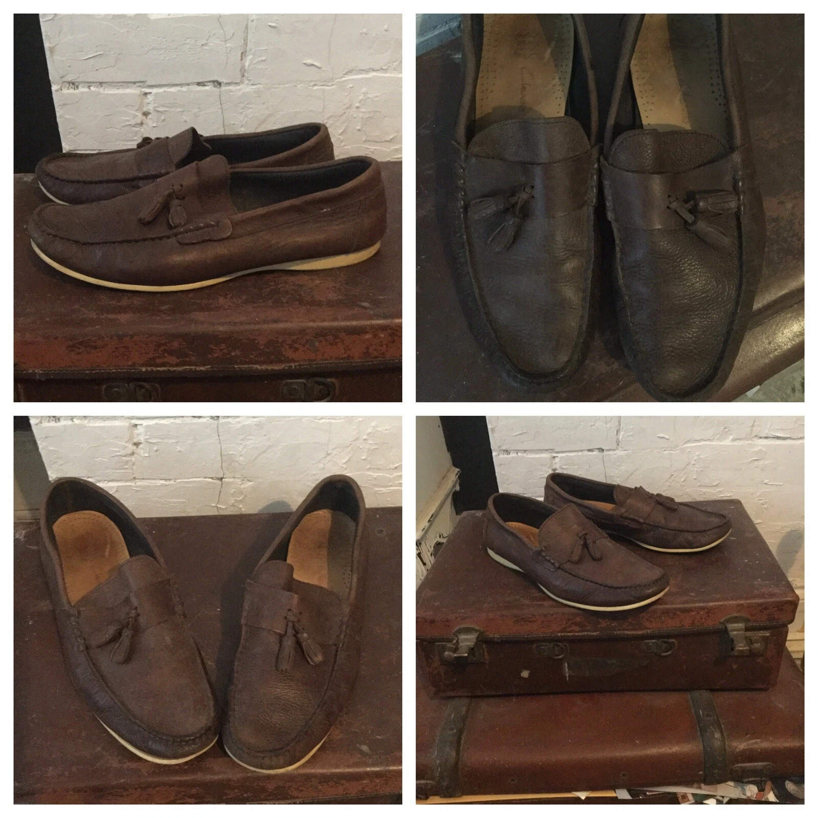 Mocassini marroni taglia 8 in pelle Clarks Inc Regno Unito P&P