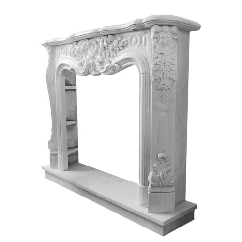 Luigi XVI Decorated Marble Fireplace Mantel L150 - Picture 2 of 8