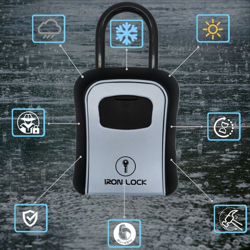 Iron Lock® - Key Lock Box Wall Mount for Keys 4 Digit Combination - Picture 51 of 63