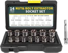 14PCS Impact Bolt Extractor Set Nut Remover Stripped Extraction Socket Tools